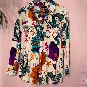 Abstract Print Button Down Shirt